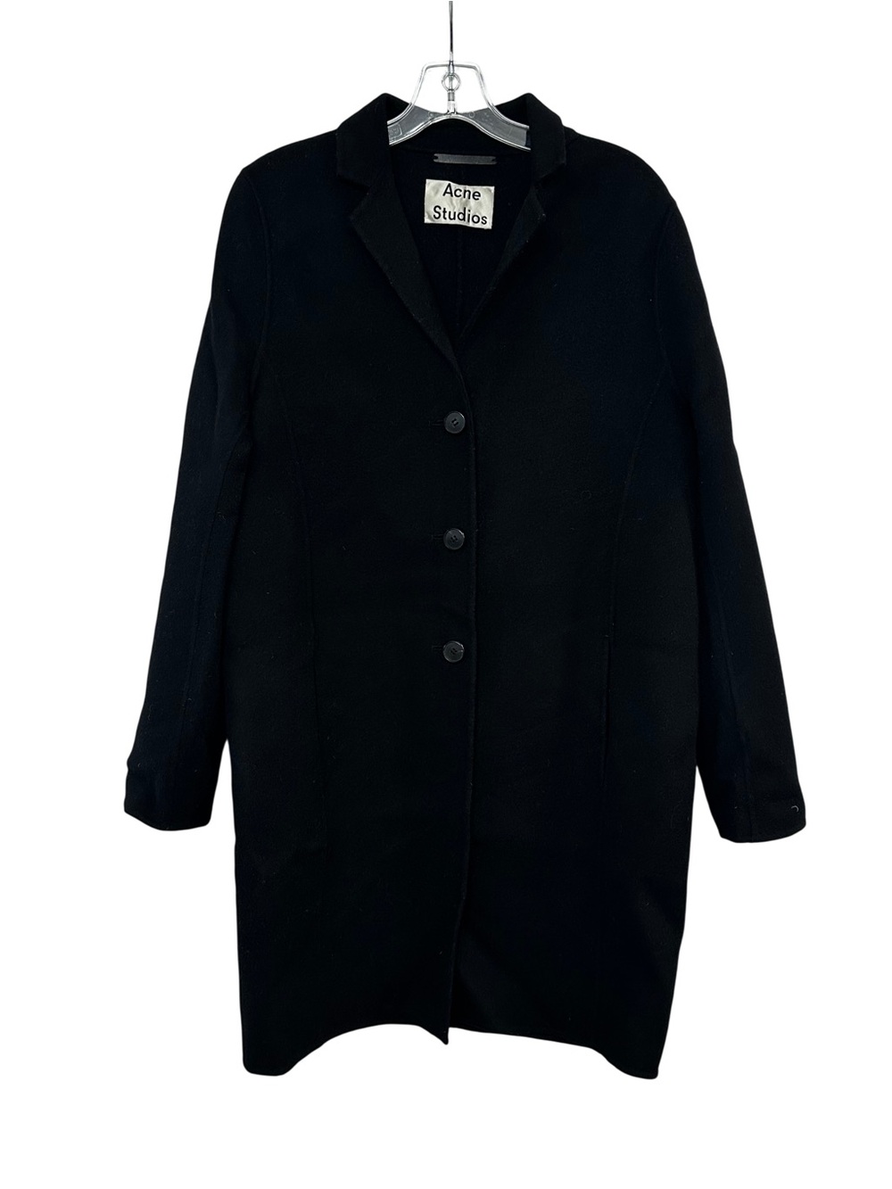 ACNE STUDIOS Black Wool Cashmere Elsa Doublé Overcoat Long Coat - Size 36 / US S